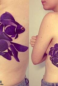 紫色魚情侶紋身圖案
