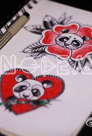 çift panda dövme el yazması desen