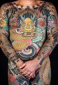 pokryť celé telo farby veľký zlý drak tetovanie vzor