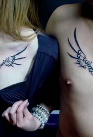 couple eenvoudige mode totem Engelse tatoeëermerke