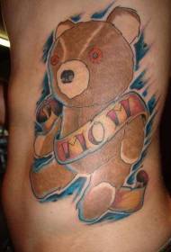 English Letters with Teddy Bear Tattoo Pattern