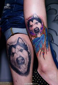 couple painted puppy dog tattoo pattern