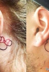 parells de petits amants del tatuatge fresc darrere de les orelles de fotos simples de tatuatges de Disney