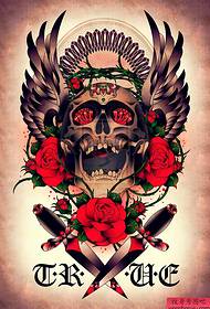 Creative skull Rose Dagger Tattoo Manuscript