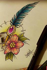 punime të dorëshkrimit të tatuazheve me lule me pendë