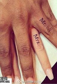 Modello di tatuaggio inglese sul dito di una coppia