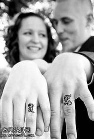 finger couple English alphabet tattoo pattern