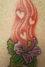 Tattoo slika barvnega cveta hibiskusa v nogi