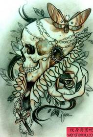 European color skull tattoo pattern