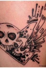 musta särkynyt sydän ja kallon tatuointikuvio 115839- Takavärinen humanisoitu vaalea aurinko-logo tatuointi