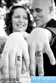 finger couple English alphabet tattoo pattern