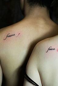 simple English couple tattoo tattoo under the shoulder