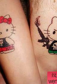 cute cartoon couple cat tattoo