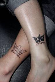 fashion popular leg couple totem crown tattoo pattern