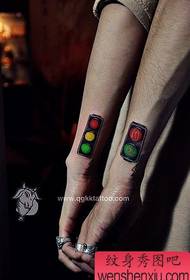 alternative popular couple tattoo : Arm couple traffic lights tattoo pattern