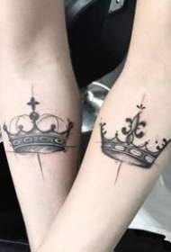 a pair of crown tattoo works suitable for a couple 115752-couple tattoo: a composition for lovers of tattoos