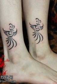 Been Couple Paired Phoenix Totem Tattoo Patroon