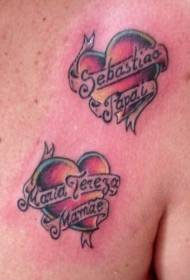 skouerkleur liefde met Engelse alfabet tattoo patroon