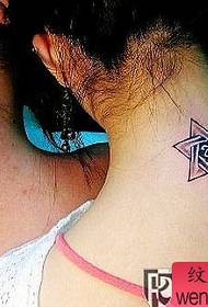 Neck six-star star couple tattoo pattern