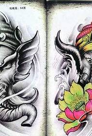 पांडुलिपि दो हाथी टैटू डिजाइन