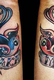 цвят малка лястовица двойка татуировка модел