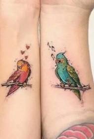 Lover tattoo--a beautiful group of small fresh couples paired tattoos