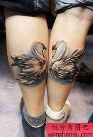 classic Alternative leg couple swan tattoo pattern