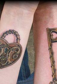 romantic key lock couple tattoo