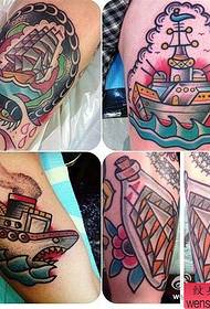 a set of school-style sailing tattoo designs