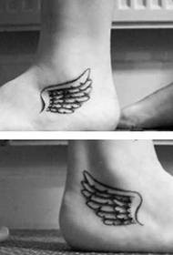 foot wing wing couple tattoo pattern