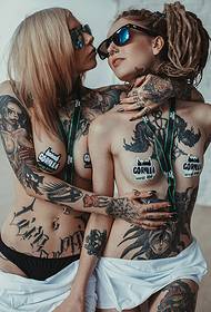 sexy hot sisters full body totem tattoo pattern