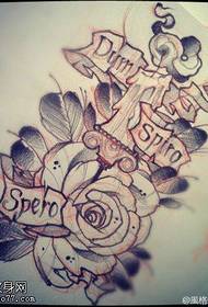 kaarsroos Het tattoo-manuscript werkt door de tattoo-show.