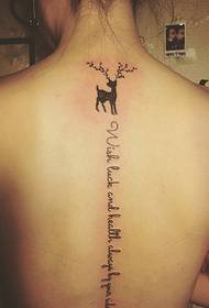 Spine Deer and English together with tattoo pattern