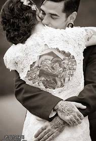 European couple black and white creative tattoo pattern
