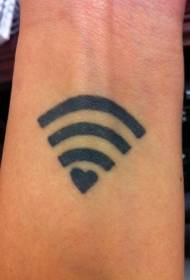 black wireless network symbol and heart tattoo pattern