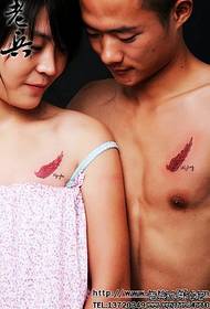 color couple wings tattoo pattern