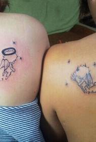 lovely cute angel tattoos between lovers