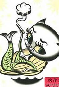 Tattoo show bar nyarankeun pola kartun ucing lauk ucing