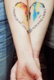 18 group of lovers of small fresh arm couple tattoo pattern