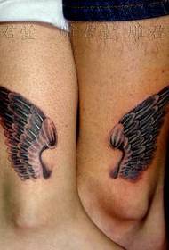 커플 문신 패턴 : 다리 커플 날개 문신 패턴