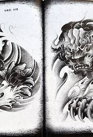 Rakstzīmju Lotus Tang Lion tetovējums manuskripts