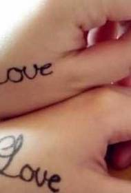 Hand back English letter LOVE couple tattoo pattern