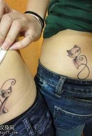 midja tecknad söt kattunge par tatuering mönster