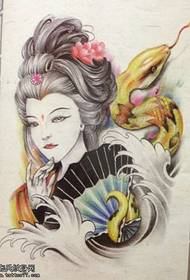 color manuscrito de tatuaje de serpiente geisha trabaja por el mejor museo de tatuajes para compartir
