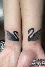 Arm beautiful couple totem swan tattoo pattern