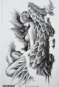 mooi engel vleugel manuscript tattoo patroon