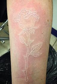 Жіноча вишукана біла троянда невидимий візерунок татуювання