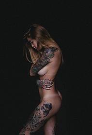 very sexy European and American tattoo girl