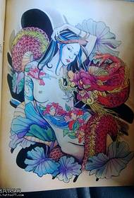 patrón de tatuaxe de dragón de beleza