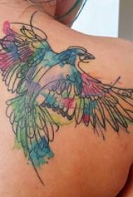 πίσω ώμο τατουάζ κορίτσι πίσω ώμο μικρό ζώο τατουάζ εικόνα πουλιών